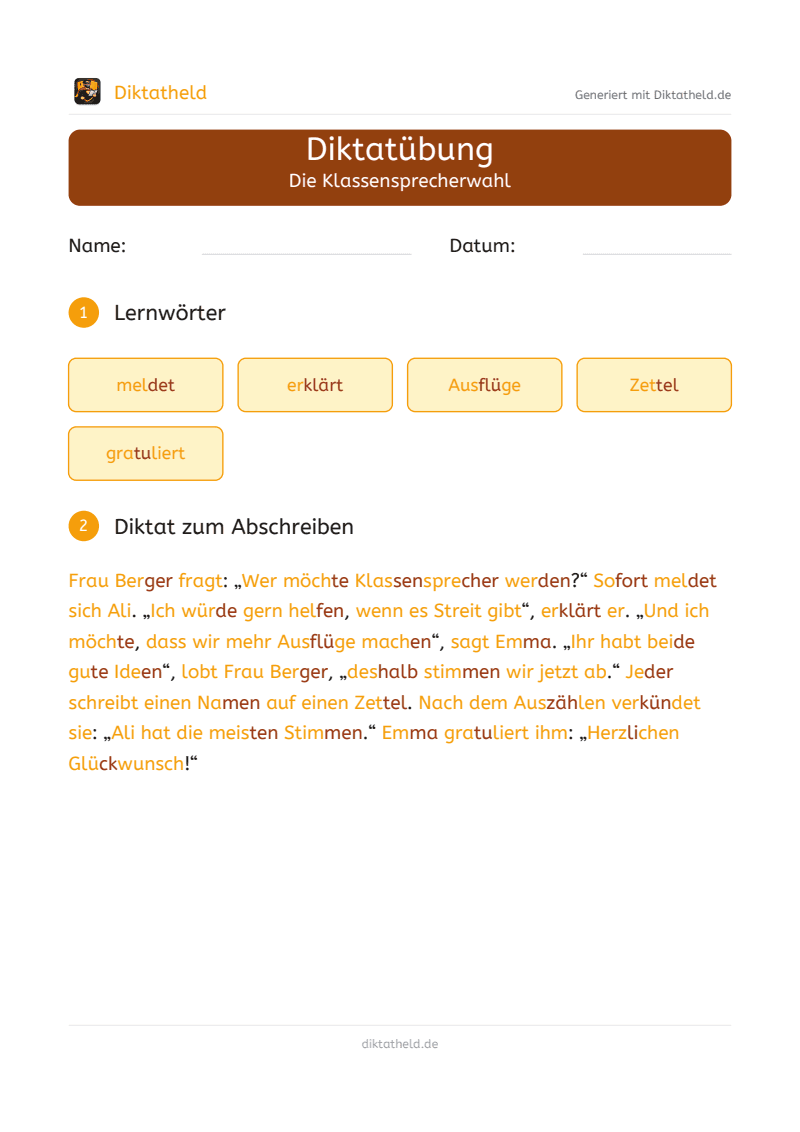 Vorschau: Die Klassensprecherwahl