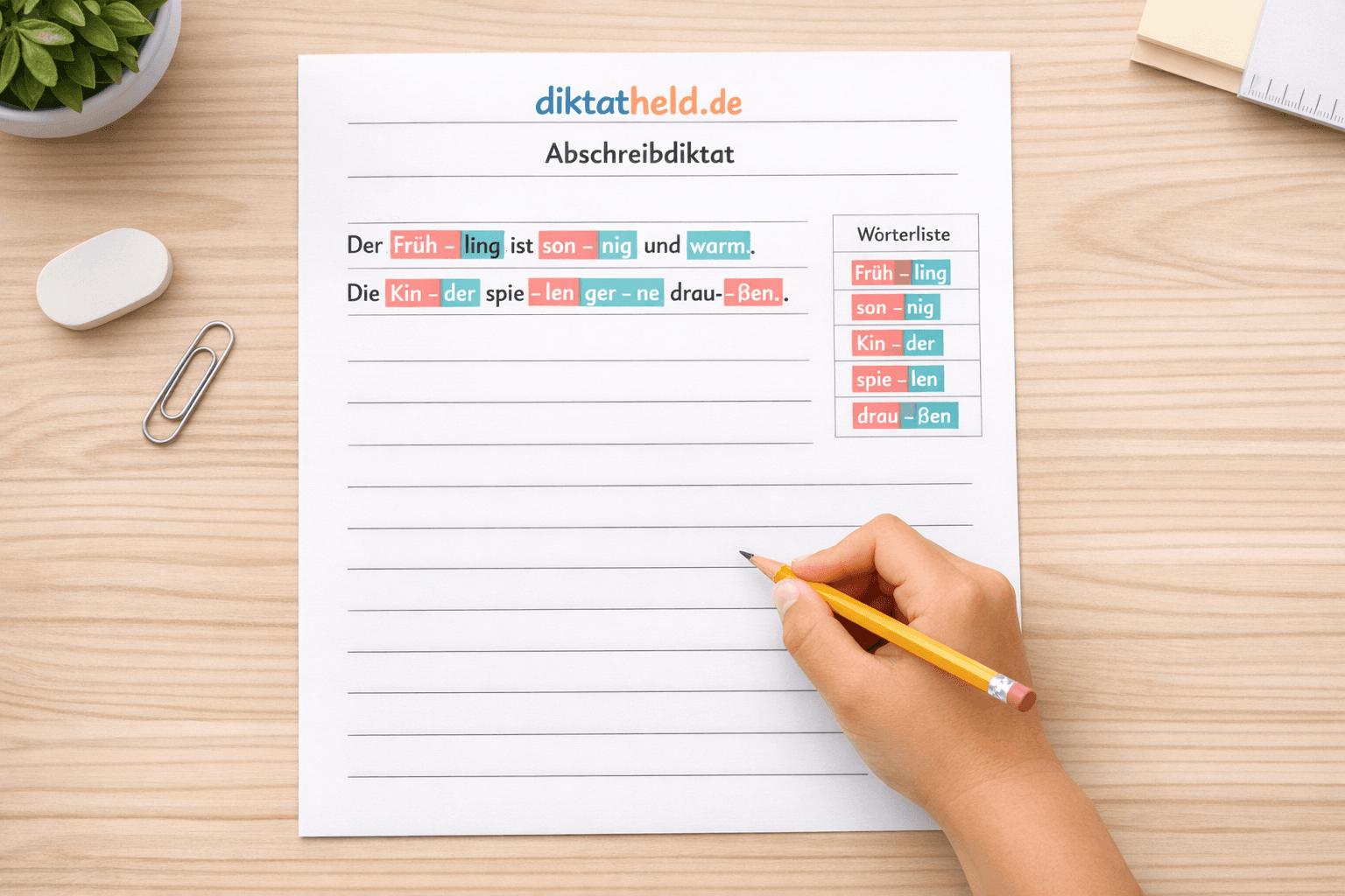 Vorschau eines Diktatheld-Abschreibdiktats