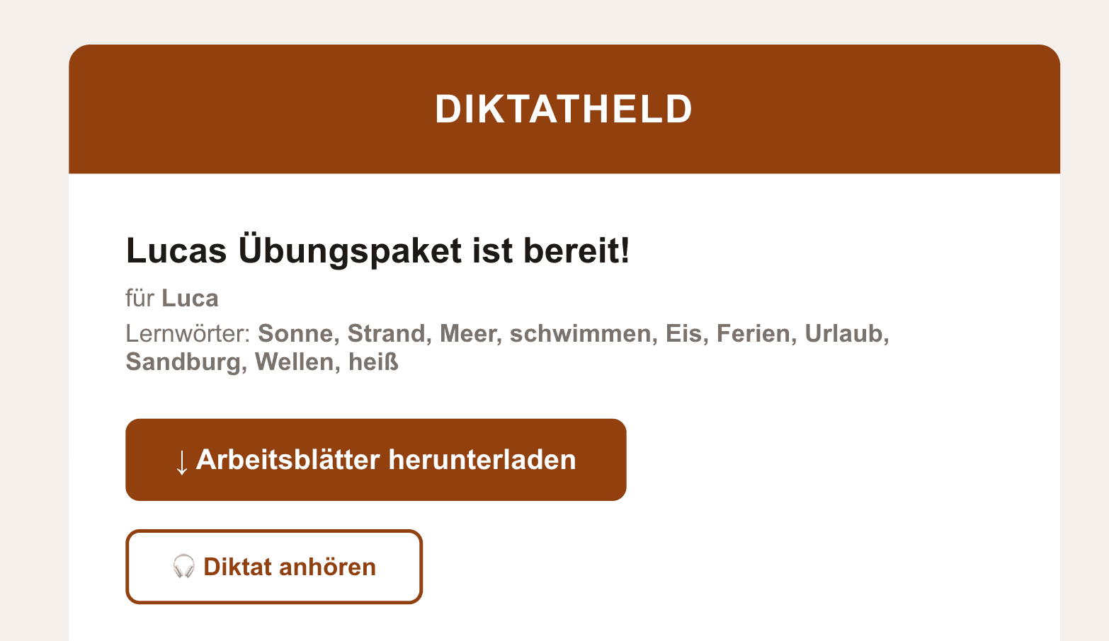 E-Mail mit Download-Link und Diktat-Link