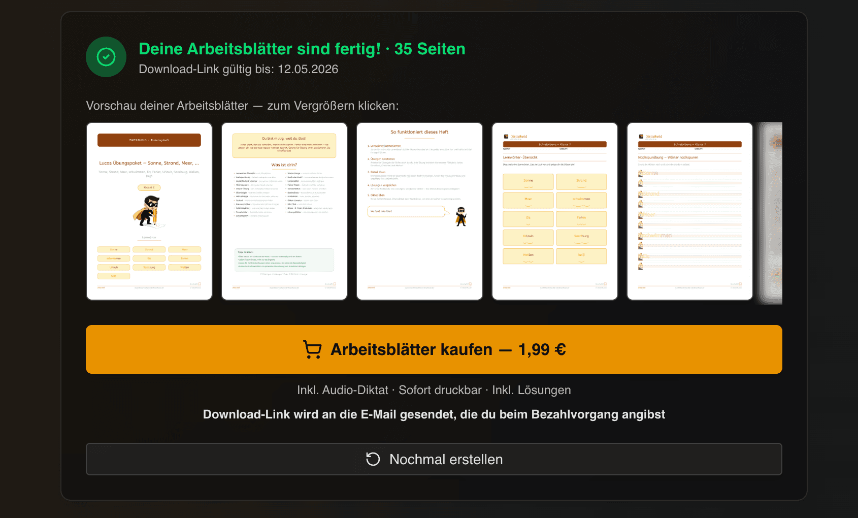 Vorschau mit 5 klaren und geblurrten Seiten, Kaufbutton