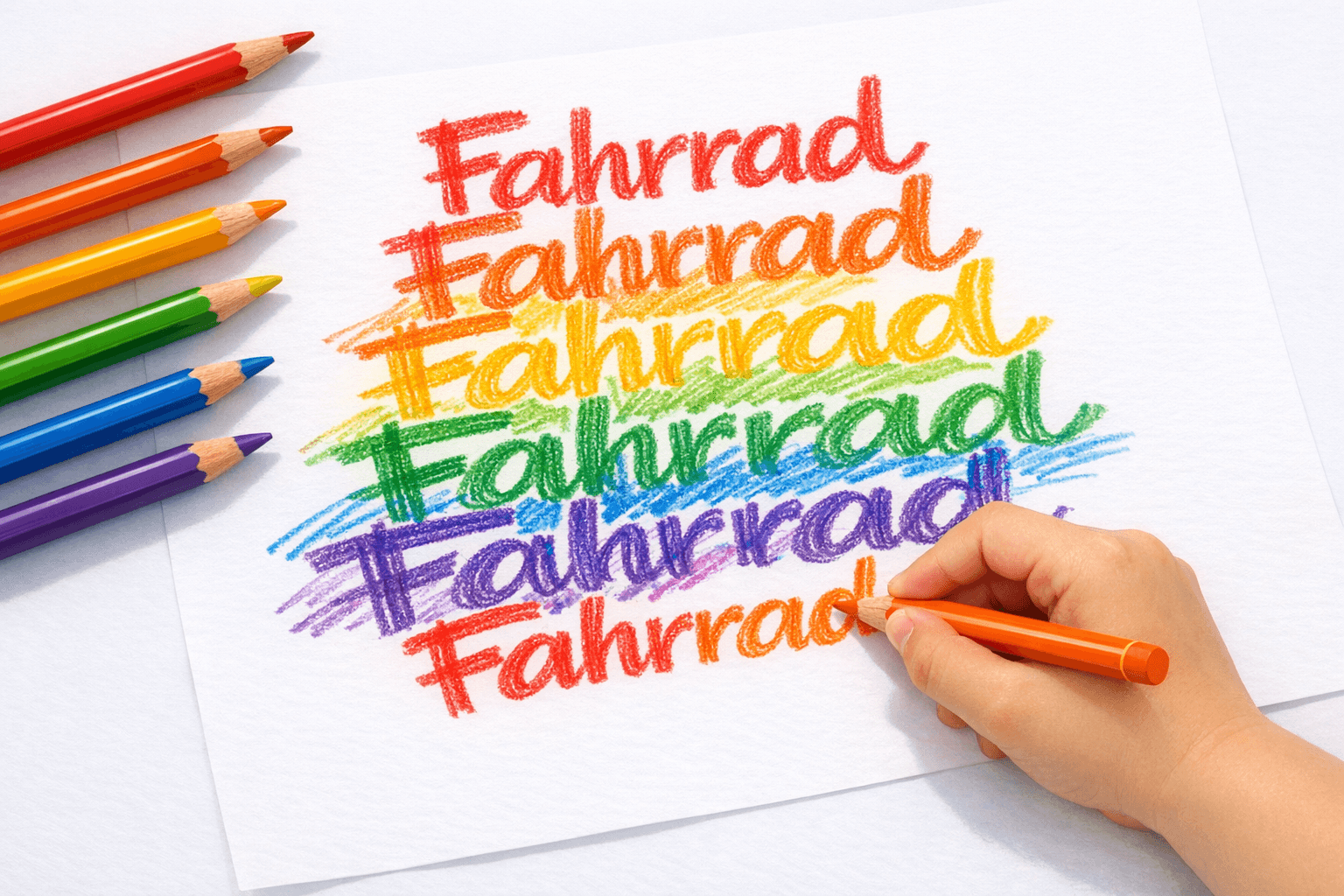 Regenbogen-Schreiben Methode für Lernwörter