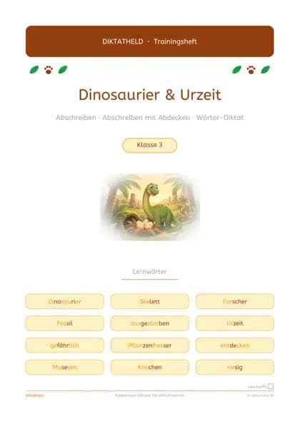 Deckblatt: Dinosaurier & Urzeit, Klasse 3–4