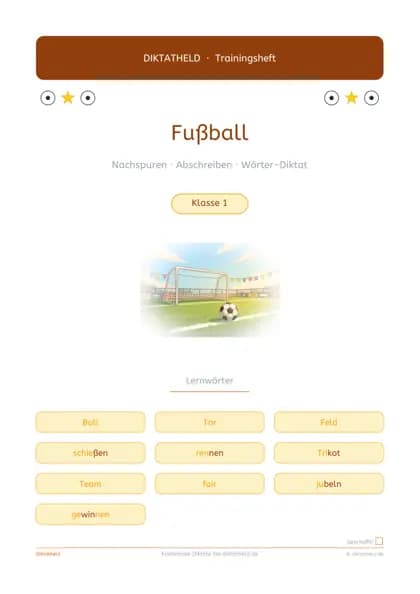 Deckblatt: Fußball, Klasse 1–2