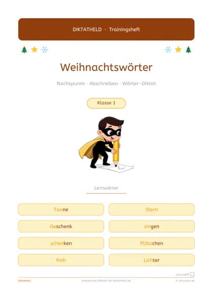 Deckblatt: Weihnachtswörter, Klasse 1